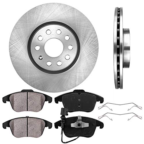 FRONT 312 mm Premium OE 5 Lug [2] Brake Disc Rotors + [4] Ceramic Brake Pads + Clips
