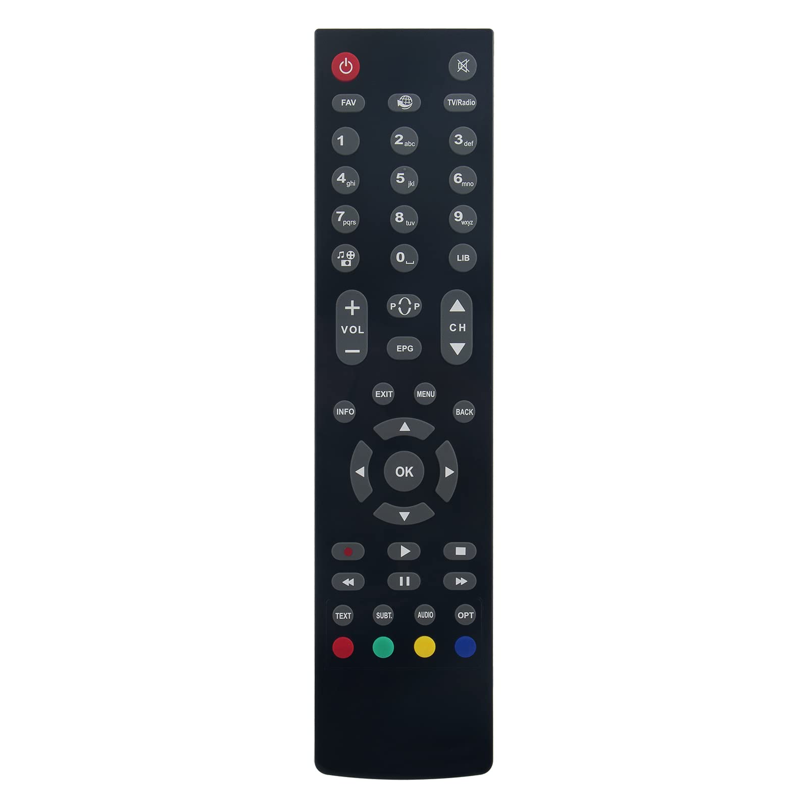 VINABTY RC2712,RC-2712 Replacement TV Recorder Remote Control fit for Finlux Hitachi Bush T7675-1TB F9200HD RS-1020 RS-4300 E-SAT-HD-W4/2 WP645TS WP645TS-HD HD625-T2 HD760 DLED491080FHD B500PVR