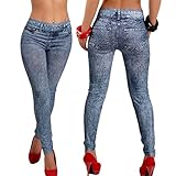 Hemlock Denim Jeans Pants, Women's Girl Stretchy Legging Trousers Soft Tights Pants (28/Free Size, Blue)