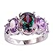 Narica Womens Brilliant 8x10mm Pear Cut Rainbow Topaz Amethyst Cocktail Ring