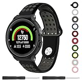 for Garmin Forerunner 235 Band,Meifox Soft Silicone Replacement Band for Garmin Forerunner 220/230 / 235/620 / 630 / 735XT Watch (Black/Gray, Large)