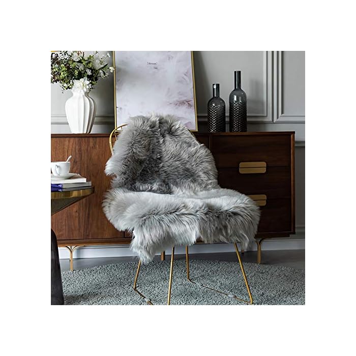 Carvapet Luxury Soft Faux Sheepskin Chair Cover Seat Pad Plush Fur Area