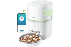 YUPOSL Automatic Cat Feeder, 2L Cat Food Dispenser, 2.4G WiFi Cat Food Dispenser with APP Remote Feeding, Dual Power Supply, Programmable Portion Size, Auto Pet Feeder for Cats and Small Dogs