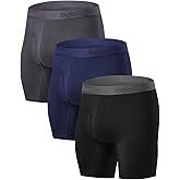 Easechoo 5 Pack Men's Underwear,Rayon Made from Bamboo Cool Boxer Briefs,Ultra Soft,Breathable,No Riding Up Long Leg