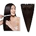 100% Remy Clip in Hair Extensions Dark Brown Natural Human Hair 16-22 inch Grade AAAAA 3/4 Full Head 1 piece 5 clips Long Smooth Silky Straight for Women Fashion 16