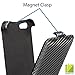 iPhone SE Case, GreatShield SHIFT CX Carbon Fiber Design Flip Leather Cover for Apple iPhone SE 5S 5 - Black