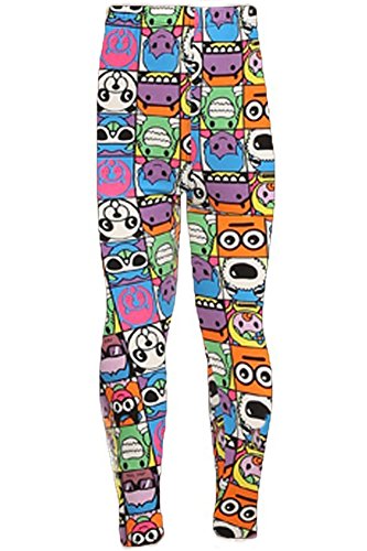 iZZYZX Kid's Funny & Cute Pattern Print Leggings - Cartoon Flag Character Skull Flower