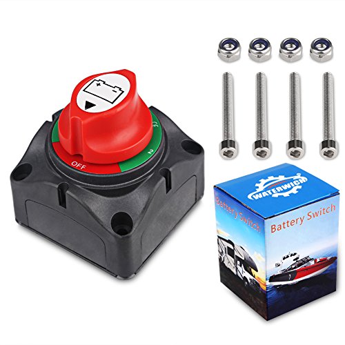 WATERWICH DC12-60V Dual Battery Disconnect Switch Kit 1-2-both-off Isolator Selector Marine Battery Switches 200/1250 Amp Waterproof for Ship Boat Small Yacht RV Camper Truck Car (1-2-Both-Off Switch)