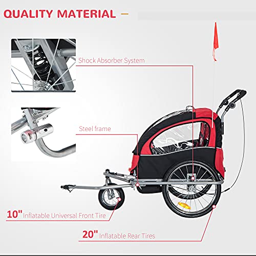 Aosom Elite 360 Swivel Bike Trailer for Kids Double Child TwoWheel