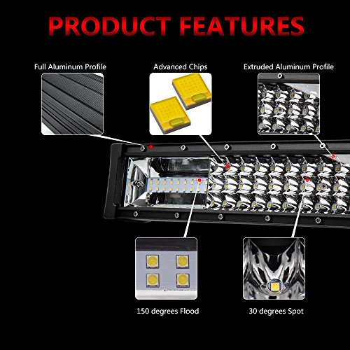 12 Inch 324W LED Light Bar Triple Row Flood Spot Combo Beam Led Driving Lamp Boat Lights Led Off Road Lights for Trucks - Thumbnail 3