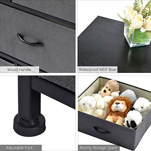 charaHOME Fabric Storage Organizer Clothes Drawer Dresser with 8 Drawers, Dresser Storage Tower for Bedroom, Hallway, Entryway, Closets, Heavy Duty Steel Construction, Wood Top