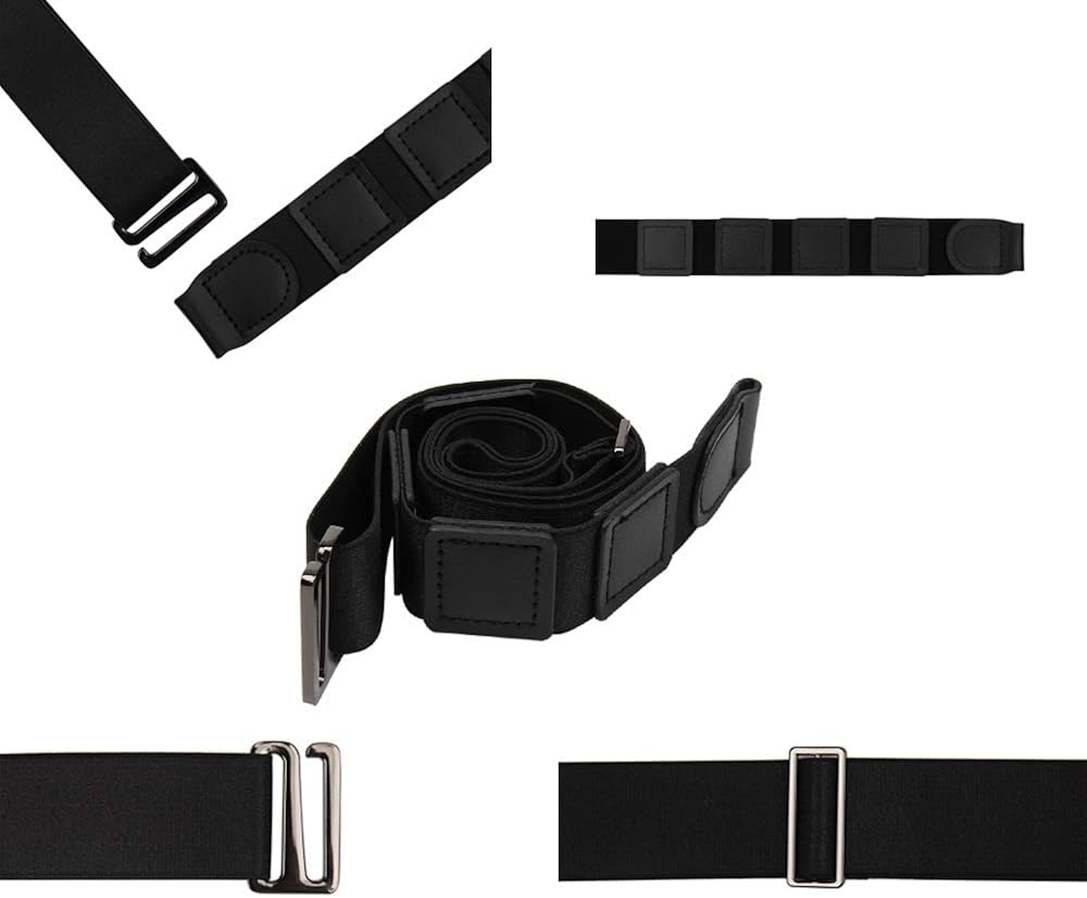 Milylove Mens Shirt Stay Black Tuck It Belt Non-slip Wrinkle Bandage Super Belt for Formal and Professional Attire: Clothing