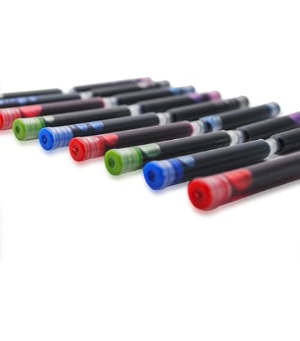 35 Piece Fountain Pen Ink Cartridges - International Standard 2.6mm Size, 7 Colors With Storage Box