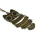 Women's Vintage Bronze Owl Pendant Long Chain Necklace
