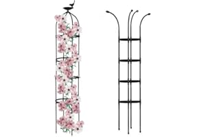 ZHUOKECE Garden Trellis for Climbing Plants, Rustproof Plant Support Trellis, Rose Bush Round Trellis for Potted Plants Climbing Vine Clematis Outdoor Indoor Garden Obelisk Trellis (6FT (1Pack), 2 in 1 Black)