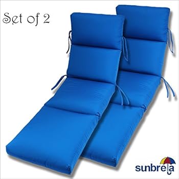 Comfort Classics Inc. SET OF 2-22x74x5 Sunbrella Indoor/Outdoor Fabrics in Pacific Blue CHANNELED CHAISE CUSHION by