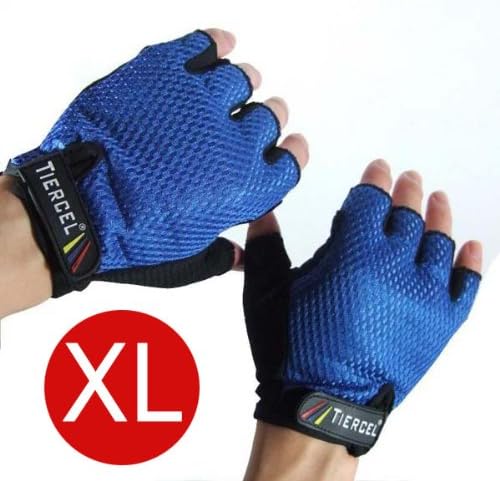 Blue - Weightlifting Gloves Mens Size Extra Large. Sport Gloves for Weight Lifters. Gym Fitness Gloves Size X-Large. Exercise Gloves for Men with Palm Weight Grip Padding. Fingerless Gloves for Men