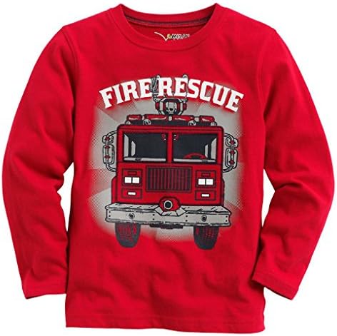 Captain Meow Baby Boy Long Sleeve Fire Truck Red Tee 18-24M