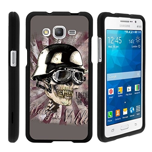 TurtleArmor | Samsung Galaxy Grand Prime Case | G530 | Go Prime [Slim Duo] Slim Snap On 2 Piece Hard Cover Protector Matte Unique Designs on Black - Motorbike Skull