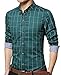 YTD Men's 100% Cotton Long Sleeve Plaid Slim Fit Button Down Dress Shirt US L Green