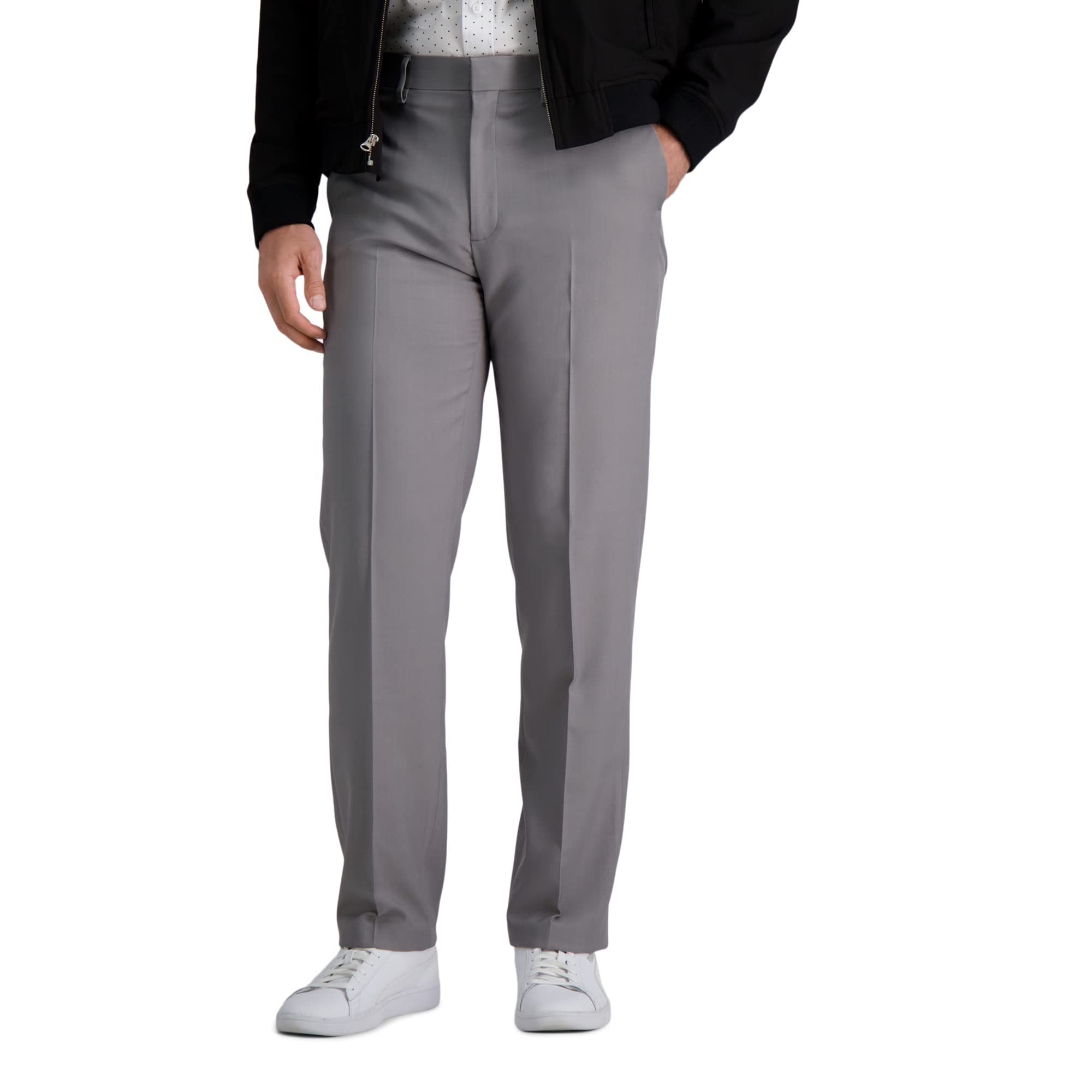 Haggar Men's Premium Comfort Dress Pant-Straight Fit Flat Front Reg. and Big & Tall, Grey Image