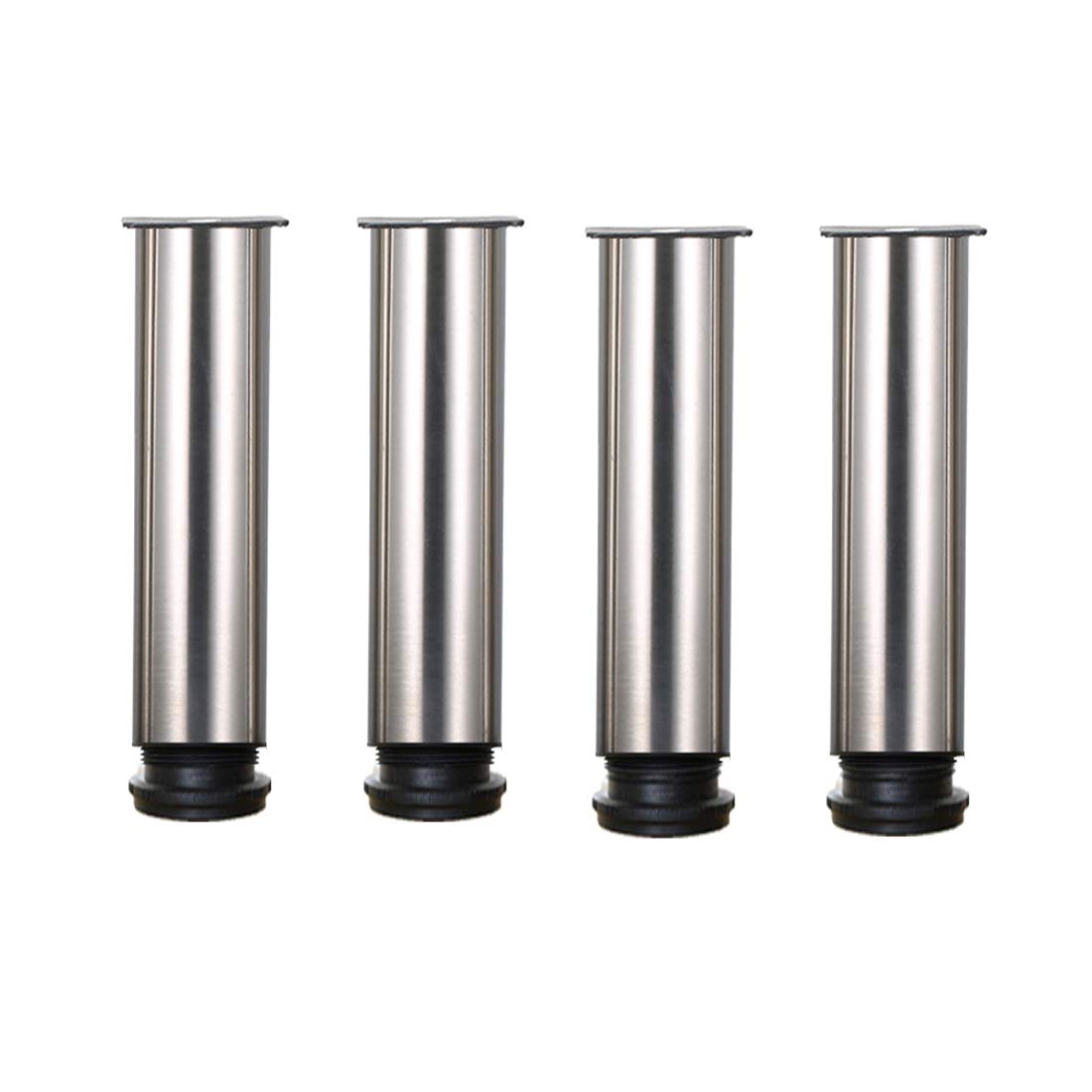 Drenky 4 Pcs Adjustable Legs 200mm Height Cabinet Legs Table Legs Furniture Legs, Brushed Stainless Steel Adjustable Height 0-15mm Come with Stainless Steel Screws