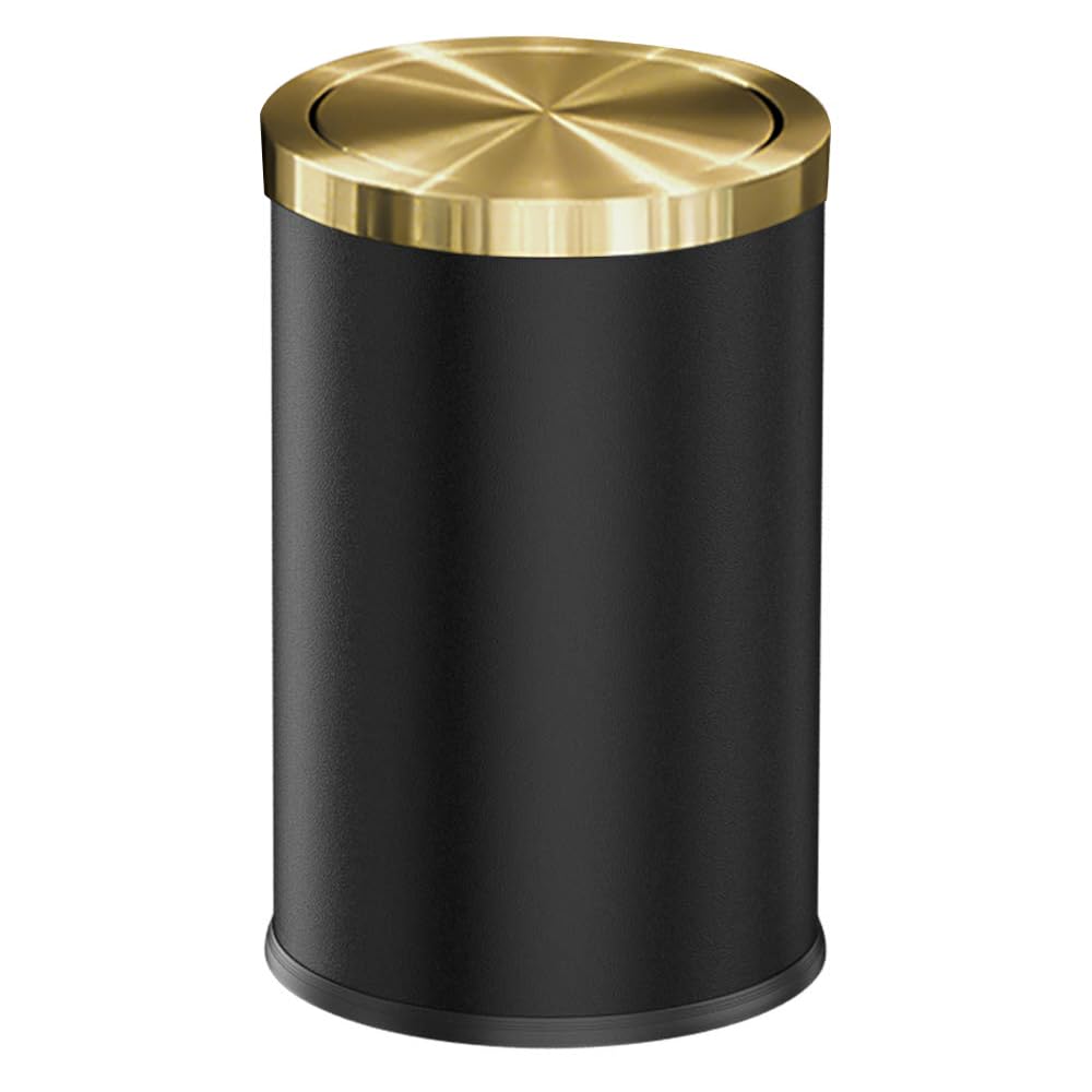 Photo 1 of LEASYLIFE 9L/2.4GAL Black Bathroom Trash Can,Gold Small Trash Can with Lid,Garbage cans for Bathroom, Hotel,Office,Lundry,Powder Room (?????)
