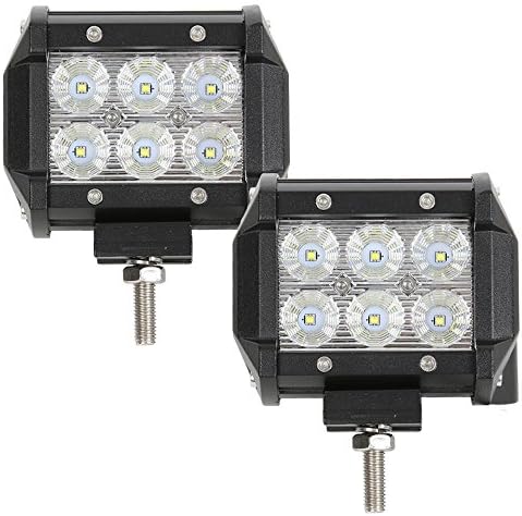 Audak 2Pcs 18w 4 Inch CREE LED Work Light Bar Flood Off Road Driving Fog Lights Reverse Backup Light for Jeep SUV Truck Pickup Boat ATV UTV 4wd 4x4