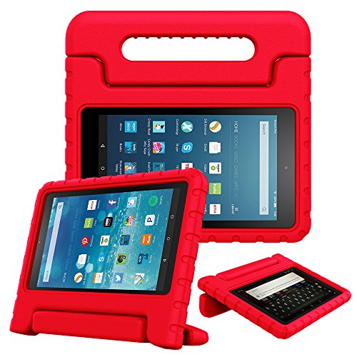 Fintie Case for All-New Fire HD 8 Tablet (7th and 8th Generation Tablets, 2017 and 2018 Releases) - [Kids Friendly] Shock Proof Light Weight Convertible Handle Stand Protective Cover, Red