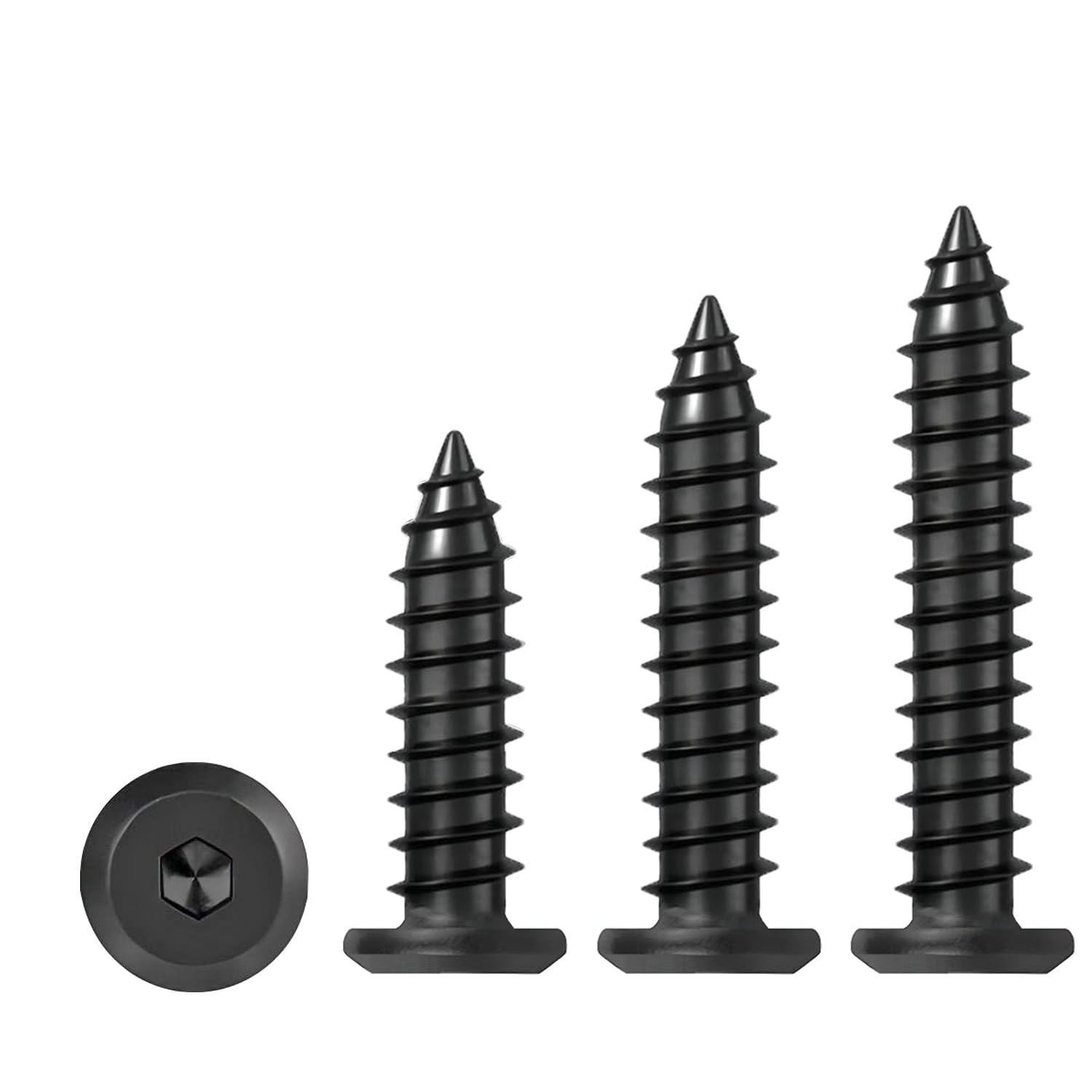 Qrity 20 PCS Self Tapping Screws, M6x45mm Flat Socket Cap Screw, Carbon Steel, for Furniture, Machinery, Black