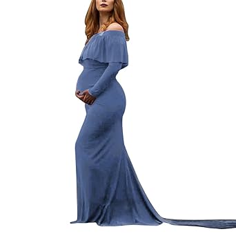 Frauen Schwangerschaftskleid, Damen Spitzenkleid Schulterfreies Kleid Fotografie Kleidung Maxikleid Frauen Schwangere Sexy Fo
