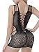 FasiCat Women's Mesh Lingerie for Women Fishnet BabyDoll Mini Dress Free Size Bodysuit Black6