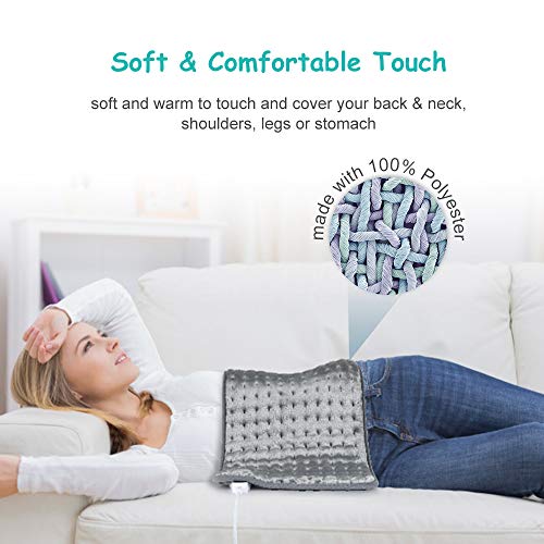 XL Electric Heating Pad for Back Pain with Auto Shut Off in 90 min, Dry Heat Only, 3 Heat Level Settings, 100% Soft Comfortable Polyester XL Extra Large King Size 12\