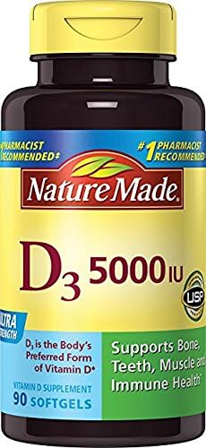 Nature Made Vitamin D3 5000 IU Ultra Strength Softgels 90 Ct - Pack of 3