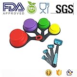 Home Kitty Portable Collapsible Silicone Measuring Cups & Spoons, 8 Pieces Set Folding , For Travel,Pet Supplies of outdoor,Long Trip,Camping,8 sizes