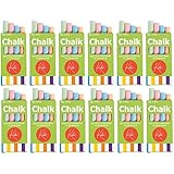 Kicko 12 Boxes of Colored Chalk, 3.5 Inches 4 Sticks per Box Assorted Colors, Non-Toxic Conforms to ASTM D-4236 - Arts and Crafts Activity - for Kids, Party Favors, Fun, Prize, Toy
