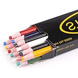 Lohas Select 12 Pieces Sewing Mark Pencil Tailor's Marking and Tracing Tools Free Cutting Crayons Sewing Fabric Pencil,6 Colo