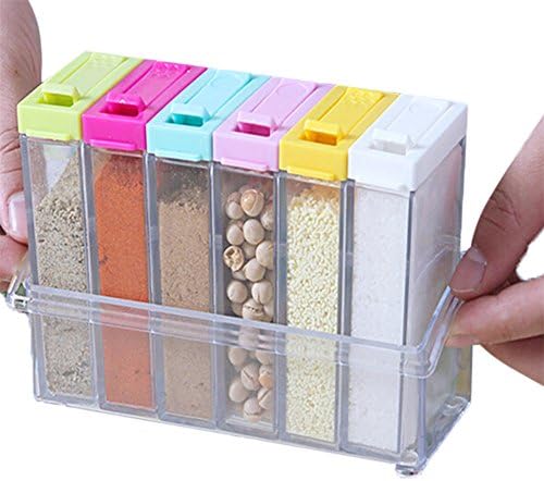 Transparent Spice Jar Colorful Lid Shaker Seasoning Box Kitchen Tools Salt Condiment Cruet Storage box Containers