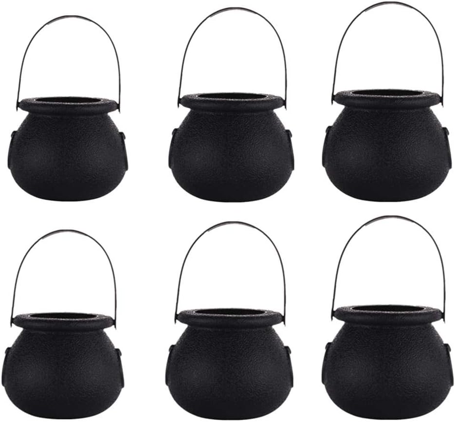 TIANTIAN 6 Pack Halloween Witch Cauldron With Handle Witch Bucket
