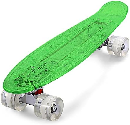 PST@ New Arrivals Transparent PC Cool LED Skateboard Complete 22 inch Retro Cruiser Longboard For Child
