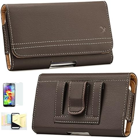 Apple iPhone 6, 6s Case, Cell Phone Carrying Pouch Belt Clip Holster Credit Card Holder Magnetic Closure Momiji [Screen Guard] Protector, Cleaning Cloth (Brown)