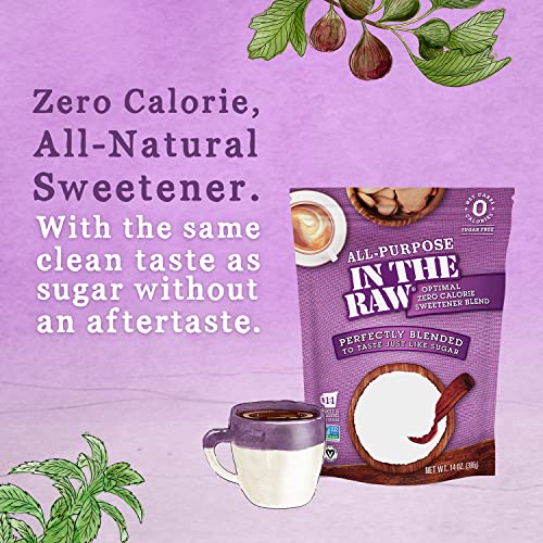 ALL-PURPOSE IN THE RAW ZERO CALORIE SWEETENER BLEND, 14 OZ. BAG, TASTES JUST LIKE REAL SUGAR, NATURAL SWEETENER MADE WITH MONK FRUIT, STEVIA, ALLULOSE AND ERYTHRITOL