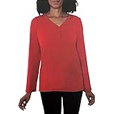 Mario Serrani Ladies V-Neck Henley Top, Long Sleeve, Soft Knit, Decorative Button Placket
