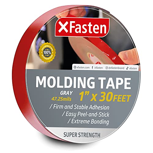 XFasten Super Strength Automotive Molding Tape, Gray, 1Inch x 30Foot