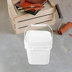 Alipis Paint Bucket with Lid 1 Gallon White Plastic