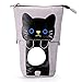 BTSKY Cute Carton Pen Pencil Case- Canvas Pencil Holder Pen Organizer Zipper Stationery Pouch Bag for Students Boys and Girls (Grey)