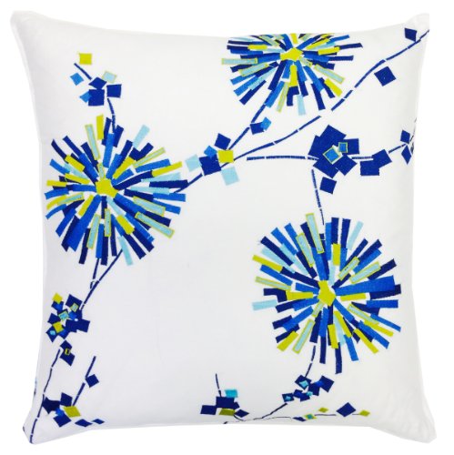Trina Turk Trellis Turquoise Flower Embroidered Decorative Pillow