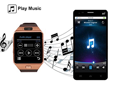 Aipker Smart Watches with SIM Card Slot Bluetooth Notification (DZ09 Gold)