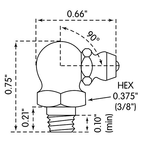 Lumax Gold/Silver LX-3019 1/4"-28 Taper Thread (SAE-LT) 90 Degree 0.75" Long Grease Fitting, (Pack of 100). Used on Most auto Vehicles and Industrial Equipment, 100 Pack