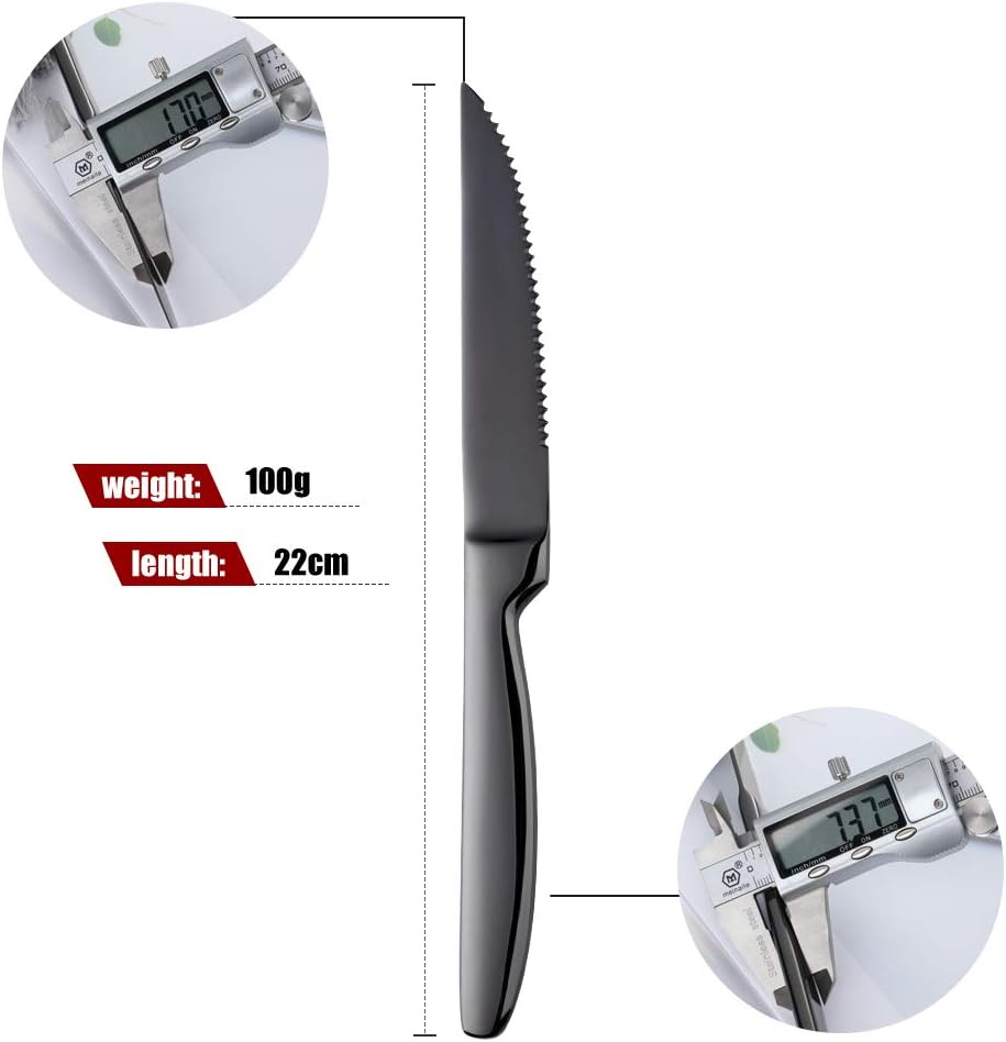 BISDARUN Stainless Steel Serrated Steak Knives Set of 6 - Image 3
